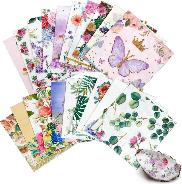 Alt view image 3 of 7 - 20 Pack Decoupage Napkins Floral Cocktail Decorative Paper Napkins