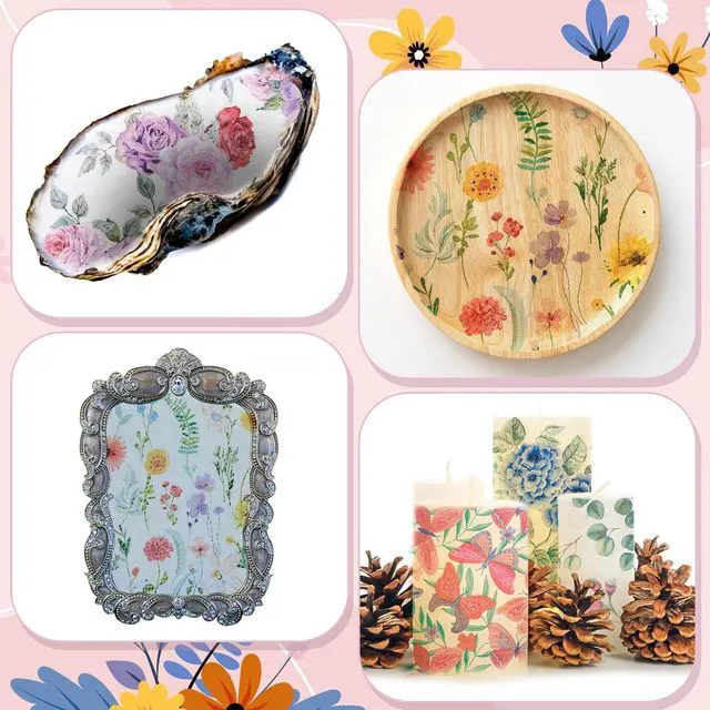 Alt view image 5 of 7 - 20 Pack Decoupage Napkins Floral Cocktail Decorative Paper Napkins