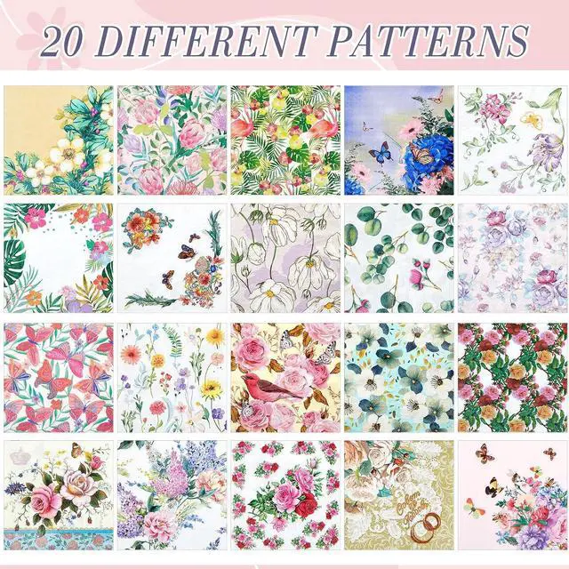 Alt view image 6 of 7 - 20 Pack Decoupage Napkins Floral Cocktail Decorative Paper Napkins