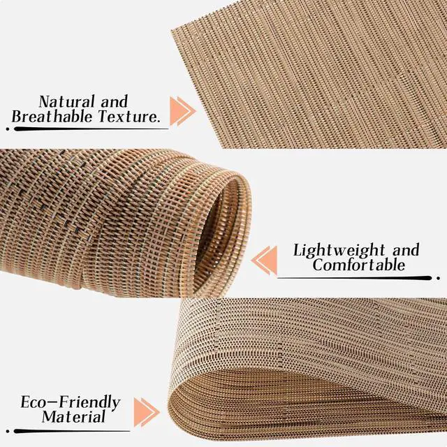 Alt view image 6 of 7 - Placemats Set of 6, Heat Resistant Non-Slip Place Mats, Durable Washable PVC Vinyl Woven Table Mats, Linen Textured Table Placemats for Dining Kitchen Resistant Easy to Clean(Brown)