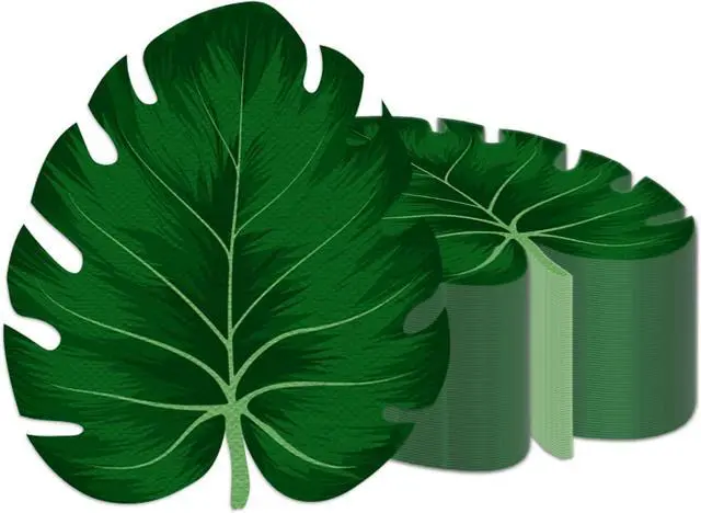 Main image of 100 Pcs Tropical Palm Leaf Napkins Disposable Hawaiian Luau Aloha Paper Napkin Decorative Green Leaf Napkins for Bathroom Wedding Holiday Tropical Theme Birthday Party Baby Shower Favors Supplies