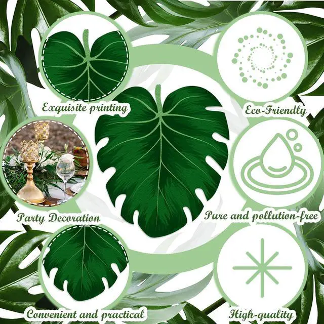 Alt view image 4 of 7 - 100 Pcs Tropical Palm Leaf Napkins Disposable Hawaiian Luau Aloha Paper Napkin Decorative Green Leaf Napkins for Bathroom Wedding Holiday Tropical Theme Birthday Party Baby Shower Favors Supplies