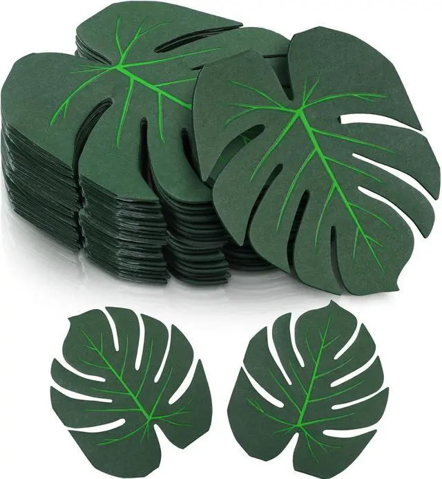 Main image of 60 Pcs Tropical Palm Leaf Paper Napkins Bulk Hawaiian Luau Disposable Cocktail Aloha Paper Napkins Disposable Green Leaf Dinner Table Decoration for Summer Safari Jungle Picnic Party Supplies