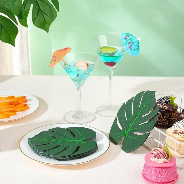 Alt view image 3 of 6 - 60 Pcs Tropical Palm Leaf Paper Napkins Bulk Hawaiian Luau Disposable Cocktail Aloha Paper Napkins Disposable Green Leaf Dinner Table Decoration for Summer Safari Jungle Picnic Party Supplies