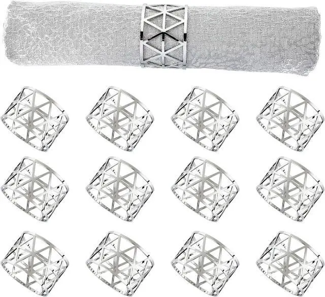 Main image of 12 PCS Silver Napkin Rings Set Napkin Holders Metal Napkin Ring for Dinning Table Decor Farmhouse Napkin Ring for Wedding Birthday Party Family Gather Table Setting Decoration(Silver)