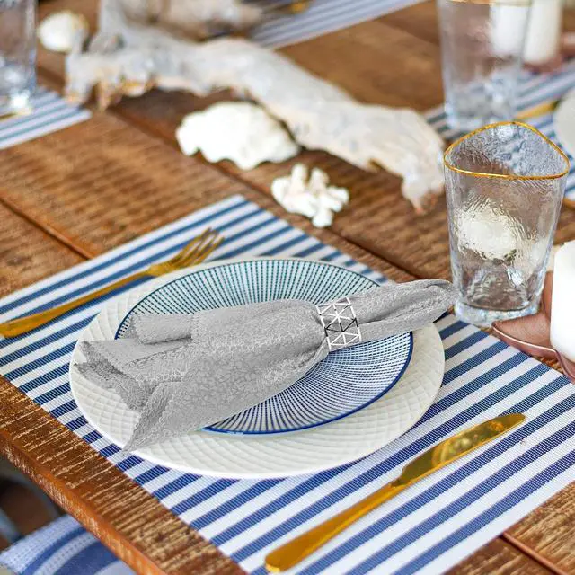 Alt view image 5 of 7 - 12 PCS Silver Napkin Rings Set Napkin Holders Metal Napkin Ring for Dinning Table Decor Farmhouse Napkin Ring for Wedding Birthday Party Family Gather Table Setting Decoration(Silver)