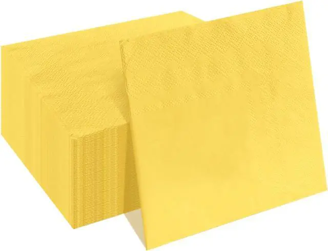 Alt view image 8 of 14 - 50 Pieces 2-ply Yellow Napkin Disposable Cocktail Napkins Beverage Napkins Dessert Napkins Paper Napkins for Wedding Birthday Party Paper Dinner Napkins