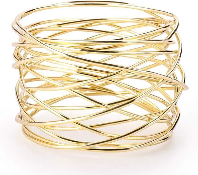 Alt view image 2 of 7 - Napkin Rings, Metal Gold Round Napkin Rings Buckles for Table Decorations, Wedding, Dinner, Party, Set of 6