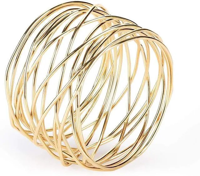 Alt view image 3 of 7 - Napkin Rings, Metal Gold Round Napkin Rings Buckles for Table Decorations, Wedding, Dinner, Party, Set of 6