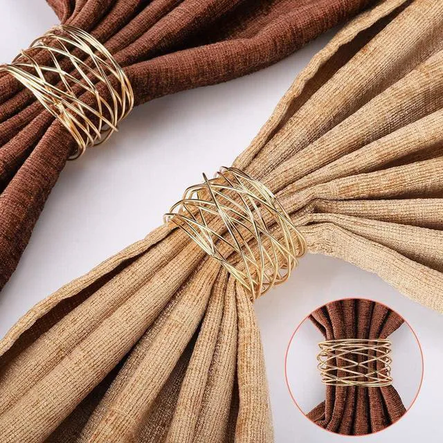 Alt view image 5 of 7 - Napkin Rings, Metal Gold Round Napkin Rings Buckles for Table Decorations, Wedding, Dinner, Party, Set of 6
