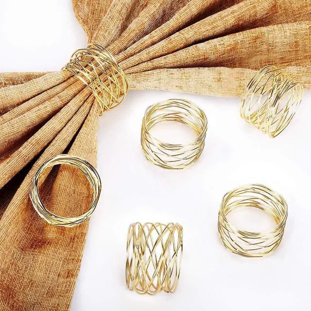 Alt view image 6 of 7 - Napkin Rings, Metal Gold Round Napkin Rings Buckles for Table Decorations, Wedding, Dinner, Party, Set of 6