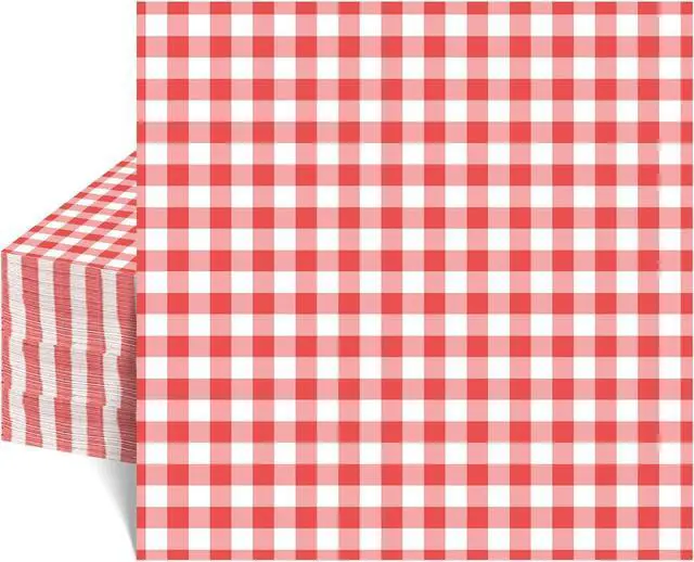 Main image of 80 Pcs Red Gingham Napkins, 6.5" Red White Checkered Plaid Napkins