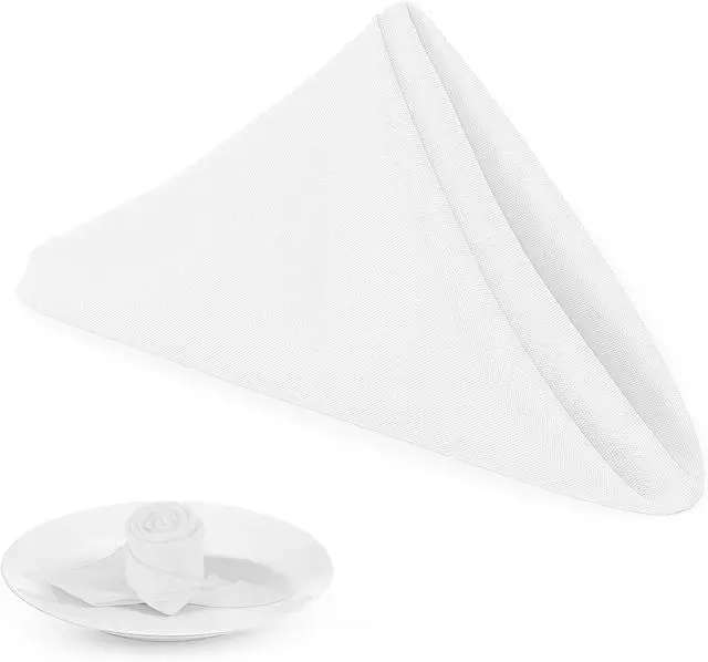 Main image of White Cloth Napkins - 8 Pack 17" x 17" Washable Polyester Napkins