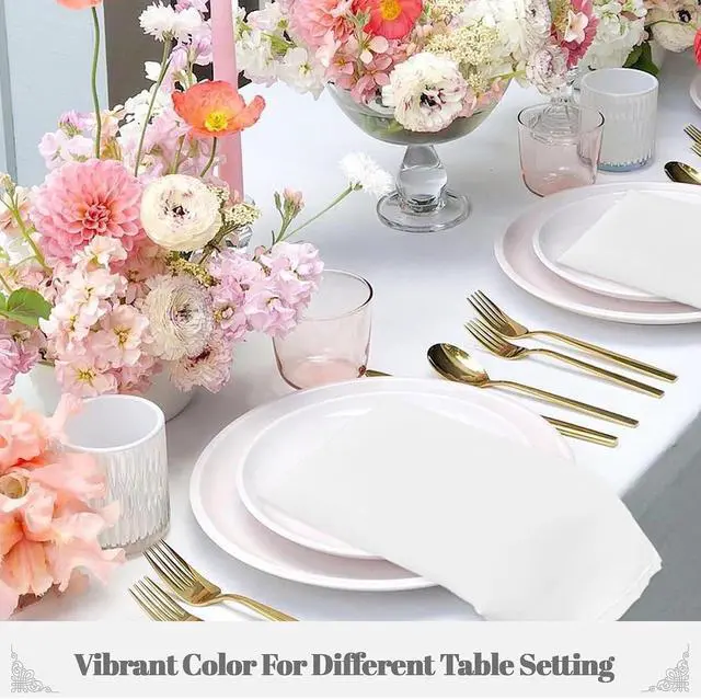 Alt view image 7 of 7 - White Cloth Napkins - 8 Pack 17" x 17" Washable Polyester Napkins