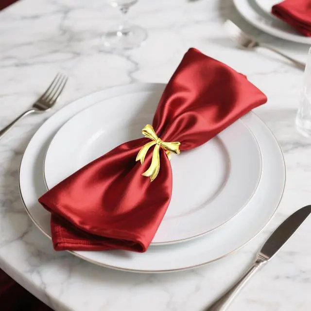 Alt view image 3 of 7 - Bow Napkin Rings Set of 6 Gold Bow Napkin Holder Ring for Wedding Party Holiday Banquet Decor,Elegant Butterfly knot Napkin Ring for Birthday Anniversary Family Gathering Dinner Table Setting