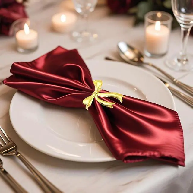 Alt view image 4 of 7 - Bow Napkin Rings Set of 6 Gold Bow Napkin Holder Ring for Wedding Party Holiday Banquet Decor,Elegant Butterfly knot Napkin Ring for Birthday Anniversary Family Gathering Dinner Table Setting