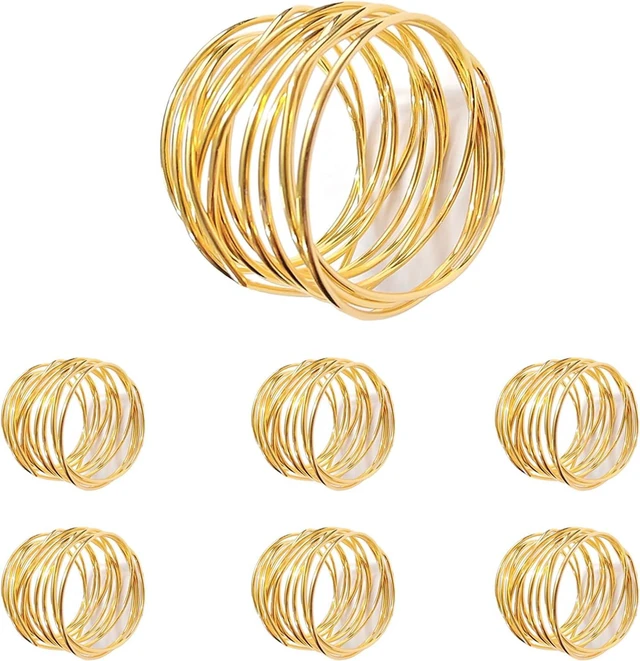 Main image of Gold Napkin Rings - 6 PCS Metal Napkin Rings(Twisted Wire) | Napkin Holders Buckles for Family Dinner, Wedding, Party,Table Decorations
