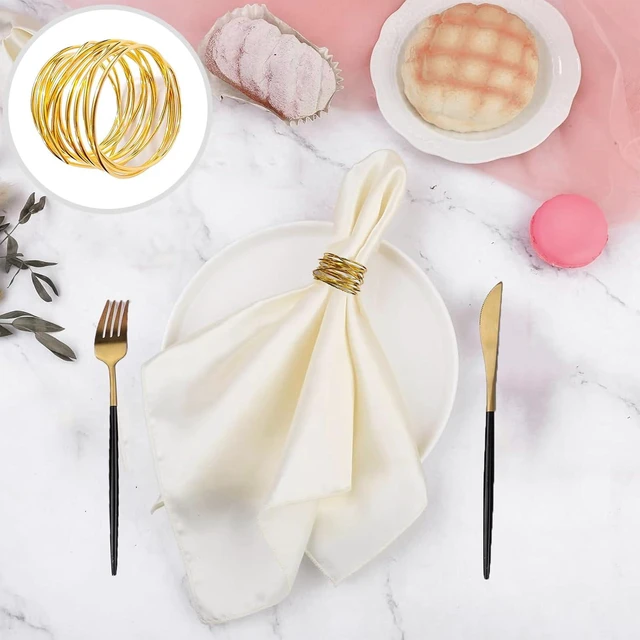 Alt view image 4 of 6 - Gold Napkin Rings - 6 PCS Metal Napkin Rings(Twisted Wire) | Napkin Holders Buckles for Family Dinner, Wedding, Party,Table Decorations