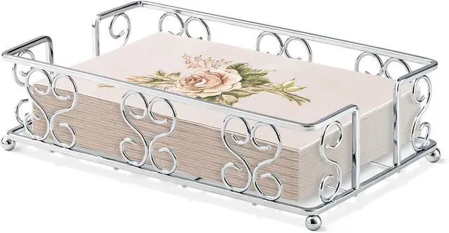 Main image of Stainless Steel Napkin Holder & Guest Towel Tray | Disposable Paper Towel Dispenser for Bathroom, Table, Kitchen Countertop, Dinner Table, Vanity
