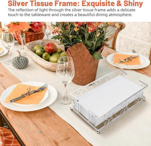 Alt view image 3 of 7 - Stainless Steel Napkin Holder & Guest Towel Tray | Disposable Paper Towel Dispenser for Bathroom, Table, Kitchen Countertop, Dinner Table, Vanity
