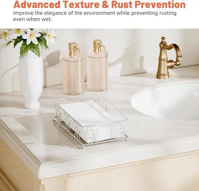 Alt view image 4 of 7 - Stainless Steel Napkin Holder & Guest Towel Tray | Disposable Paper Towel Dispenser for Bathroom, Table, Kitchen Countertop, Dinner Table, Vanity