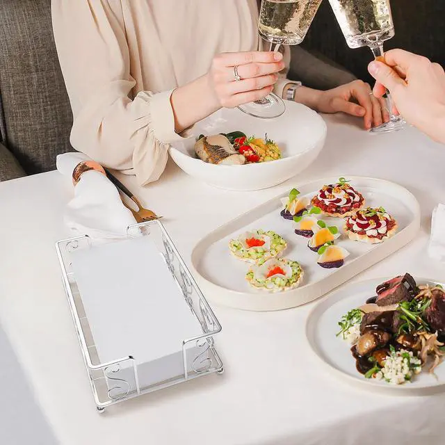 Alt view image 5 of 7 - Stainless Steel Napkin Holder & Guest Towel Tray | Disposable Paper Towel Dispenser for Bathroom, Table, Kitchen Countertop, Dinner Table, Vanity
