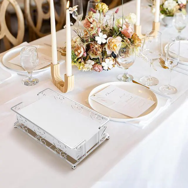 Alt view image 7 of 7 - Stainless Steel Napkin Holder & Guest Towel Tray | Disposable Paper Towel Dispenser for Bathroom, Table, Kitchen Countertop, Dinner Table, Vanity