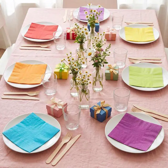 Alt view image 4 of 7 - Rainbow Cocktail Napkins, 120 Pcs, 2-Ply Disposable Napkins