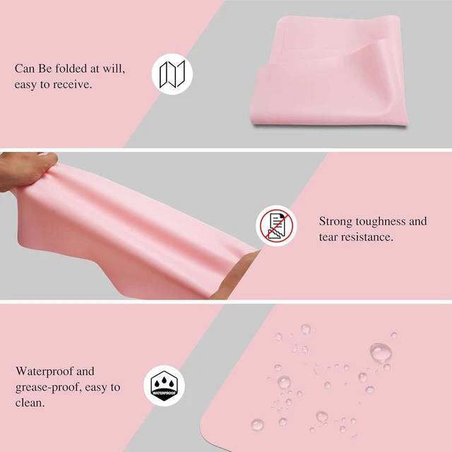 Alt view image 3 of 7 - Silicone Placemats, 2Pcs 15.7"x 11.8"x 0.03" Pink Silicone Table Mat, Silicone Mats for Baking, Jewelry, Kitchen Counter
