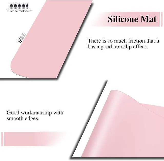 Alt view image 4 of 7 - Silicone Placemats, 2Pcs 15.7"x 11.8"x 0.03" Pink Silicone Table Mat, Silicone Mats for Baking, Jewelry, Kitchen Counter