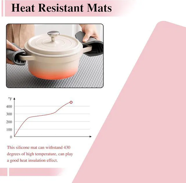 Alt view image 5 of 7 - Silicone Placemats, 2Pcs 15.7"x 11.8"x 0.03" Pink Silicone Table Mat, Silicone Mats for Baking, Jewelry, Kitchen Counter
