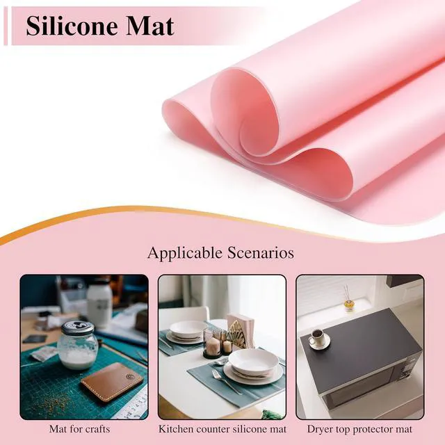 Alt view image 7 of 7 - Silicone Placemats, 2Pcs 15.7"x 11.8"x 0.03" Pink Silicone Table Mat, Silicone Mats for Baking, Jewelry, Kitchen Counter