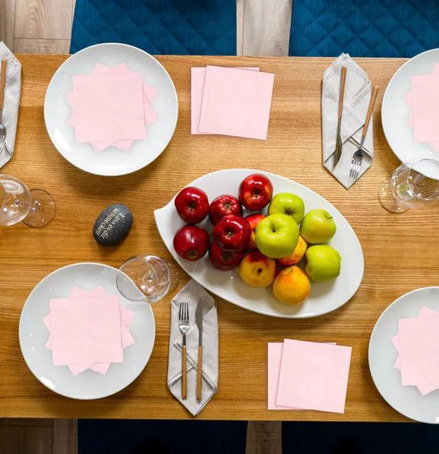 Alt view image 5 of 7 - 100 pcs 2-Ply Light Pink Napkins Folded 5 x 5 inch Disposable Cocktail Napkins Paper Napkins for Dinner Wedding Party Beverage Napkins