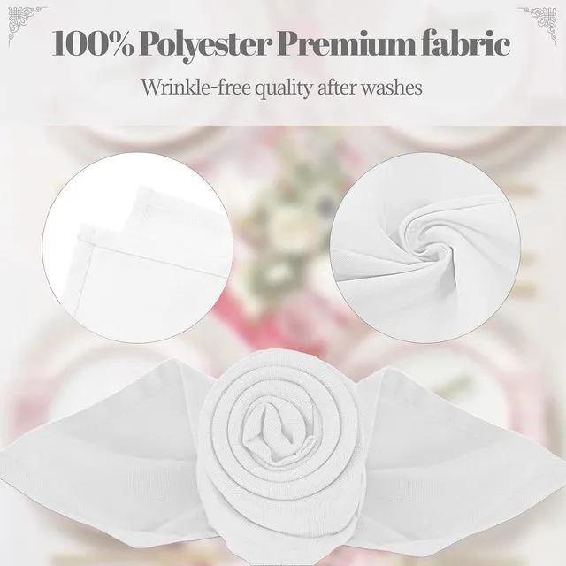 Alt view image 3 of 7 - White Cloth Napkins - 8 Pack 17" x 17" Washable Polyester Napkins