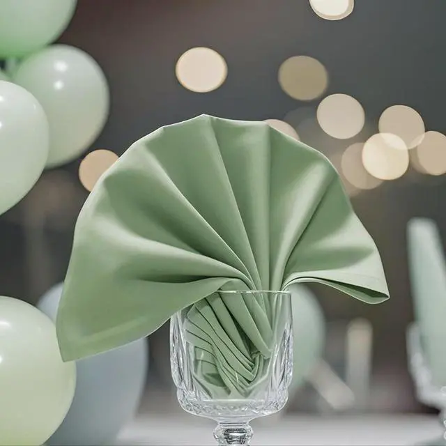 Alt view image 2 of 6 - Sage Green Heavy Duty Cloth Napkins Set of 4 - Decorative 17x17 Inch Polyester Napkins with Hemmed Edges, 210GSM, Washable & Reusable for Dinner, Wedding, Party, Banquet & Everyday Use