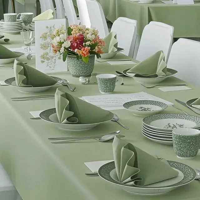 Alt view image 6 of 6 - Sage Green Heavy Duty Cloth Napkins Set of 4 - Decorative 17x17 Inch Polyester Napkins with Hemmed Edges, 210GSM, Washable & Reusable for Dinner, Wedding, Party, Banquet & Everyday Use