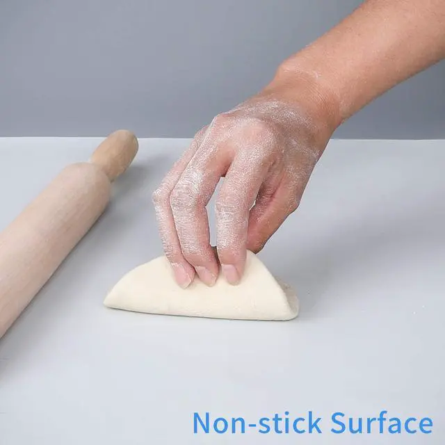 Alt view image 3 of 7 - 24 X 20inch X-Large Reusable Silicone Table Mat Child Kids Dinner Placemat Desk Countertop Waterproof Protector Heat Insulation Kitchen Pastry Rolling Dough Pad Tool (Grey)