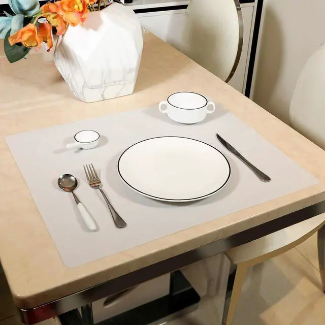 Alt view image 7 of 7 - 24 X 20inch X-Large Reusable Silicone Table Mat Child Kids Dinner Placemat Desk Countertop Waterproof Protector Heat Insulation Kitchen Pastry Rolling Dough Pad Tool (Grey)