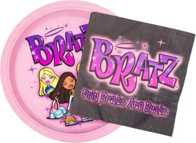 Main image of Bratz Dolls Featuring Yasmin, Sasha, Jade, and Cloe 32 Pack Partyware Disposable Paper Plates and Napkins