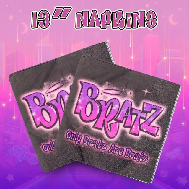 Alt view image 4 of 7 - Bratz Dolls Featuring Yasmin, Sasha, Jade, and Cloe 32 Pack Partyware Disposable Paper Plates and Napkins