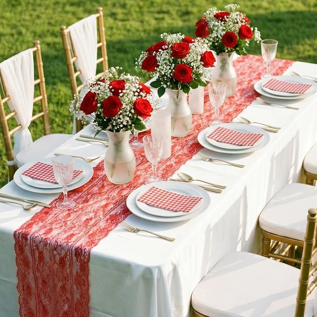 Alt view image 6 of 7 - 60 Pcs Red Gingham Napkins, 2 Ply Red and White Plaid Bathroom Napkins Guest Disposable Checkered Dinner Napkin for patriotic, Picnic, 4th of july, Birthday