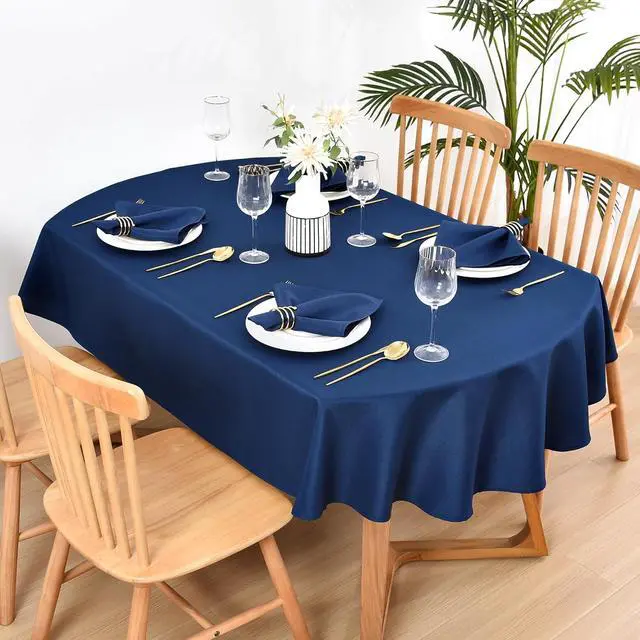 Alt view image 6 of 7 - Set of 4 Navy Blue Cloth Napkins 17 x 17 Inches Solid Washable Polyester Dinner Napkins with Hemmed Edges for Dinners Parties Weddings Banquets Events Table Decoration