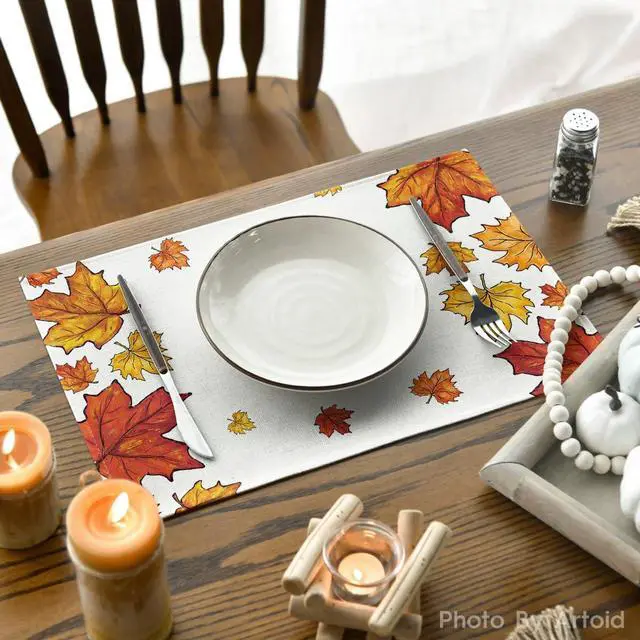 Alt view image 4 of 6 - Maple Leaves Fall Placemats Set of 4-12 x 18 Inch