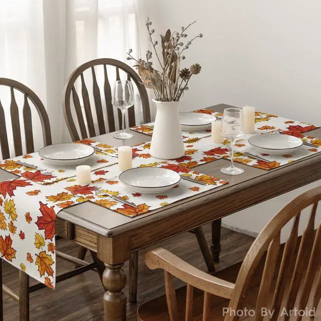 Alt view image 6 of 6 - Maple Leaves Fall Placemats Set of 4-12 x 18 Inch