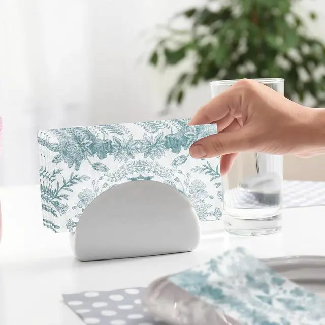Alt view image 5 of 7 - 100 pack Floral Disposable Bathroom NapkinsPaper Napkins Decorativepaper hand towels for bathroomDessert Napkins Folded 7.8 x 4.3 Inches Disposable Napkins for Dinner Baby Shower