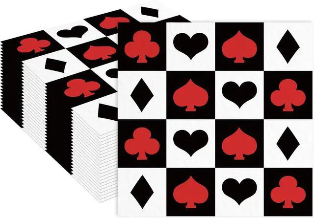 Main image of 50PCS Casina Poker Party Napkins - Las Vegas Paper Napkins Bridge Beverage Napkins Folded 6.5 x 6.5 Inches Cocktail Napkins Disposable Paper Napkins for Casina Poker Theme Birthday Party Supplies