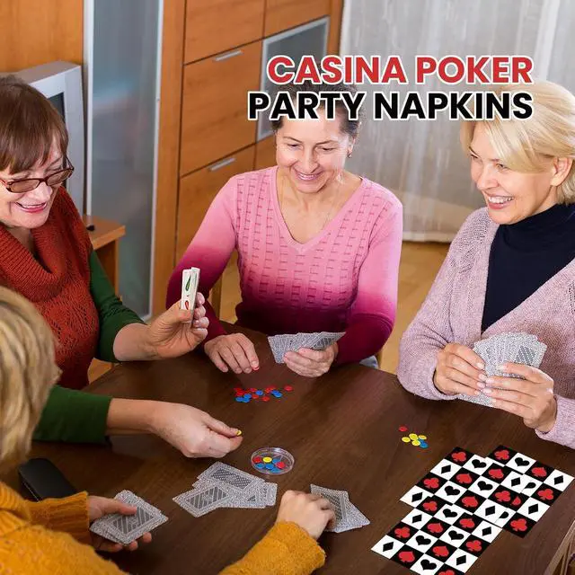 Alt view image 3 of 7 - 50PCS Casina Poker Party Napkins - Las Vegas Paper Napkins Bridge Beverage Napkins Folded 6.5 x 6.5 Inches Cocktail Napkins Disposable Paper Napkins for Casina Poker Theme Birthday Party Supplies