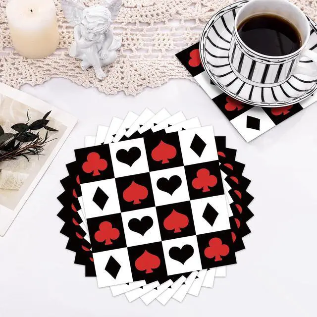 Alt view image 5 of 7 - 50PCS Casina Poker Party Napkins - Las Vegas Paper Napkins Bridge Beverage Napkins Folded 6.5 x 6.5 Inches Cocktail Napkins Disposable Paper Napkins for Casina Poker Theme Birthday Party Supplies