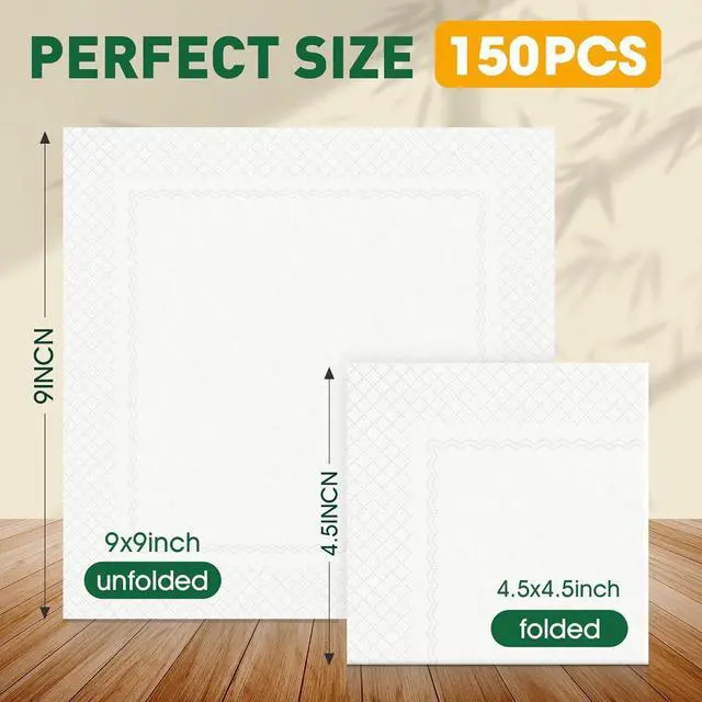 Alt view image 3 of 7 - 150 Count Disposable White Cocktail Beverage Napkins for Party Bar