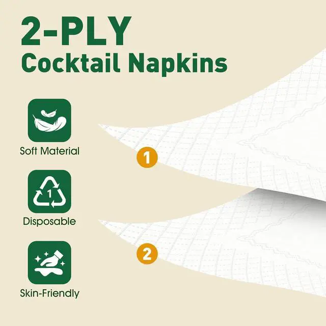 Alt view image 4 of 7 - 150 Count Disposable White Cocktail Beverage Napkins for Party Bar